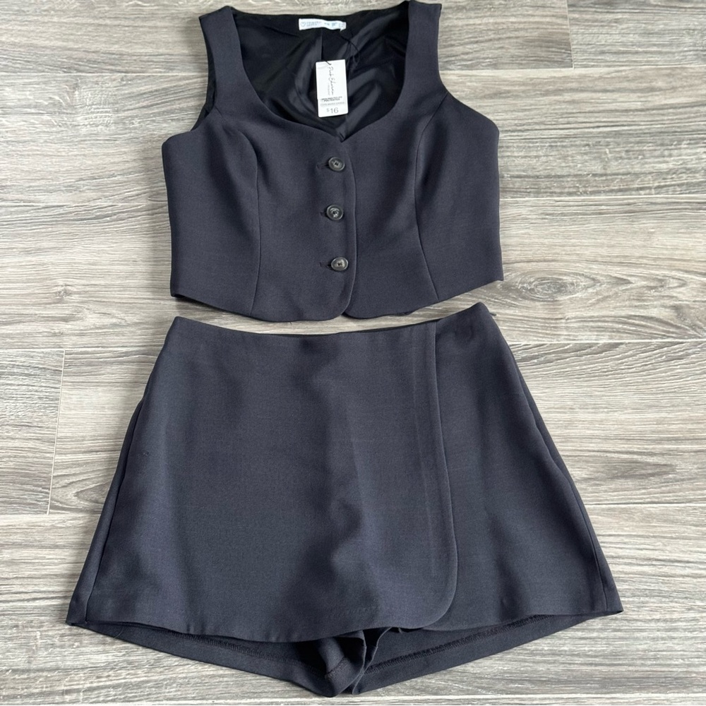 NWT Primark Slate Grey Vest & Wrap Skort Co-ord Set